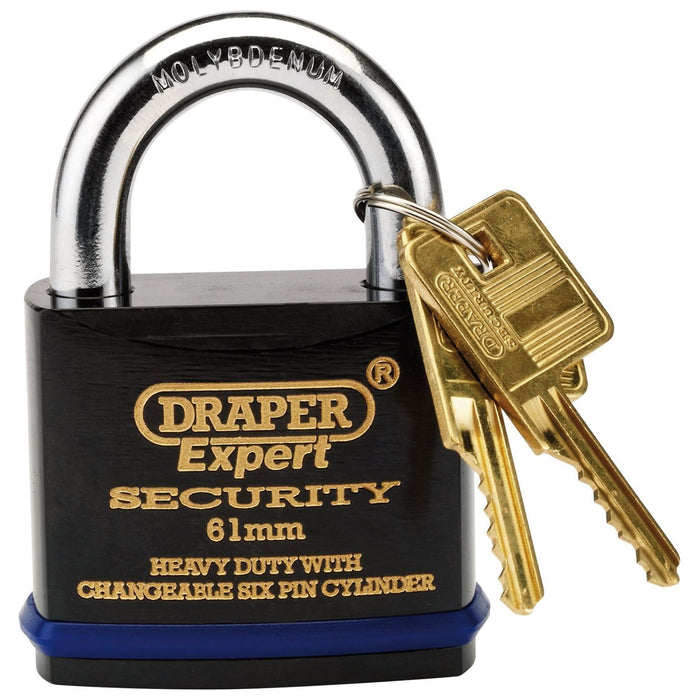 Draper Heavy Duty Padlock and 2 Keys with Super Tough Molybdenum Steel Shackle, Draper - Town Tools 