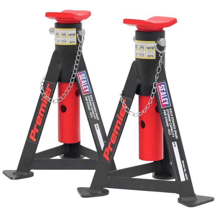 Sealey AXLe Stands (Pair) 3 Tonne Capacity per Stand Red AS3R