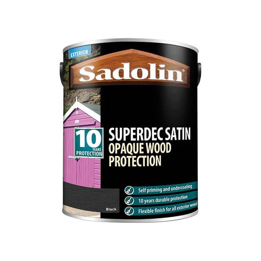 Sadolin Superdec Opaque Wood Protection Black Satin 5 litre Sadolin - Town Tools