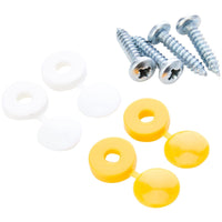 Wot-Nots Number Plate Caps & Screws - White & Yellow - Pack Of 4