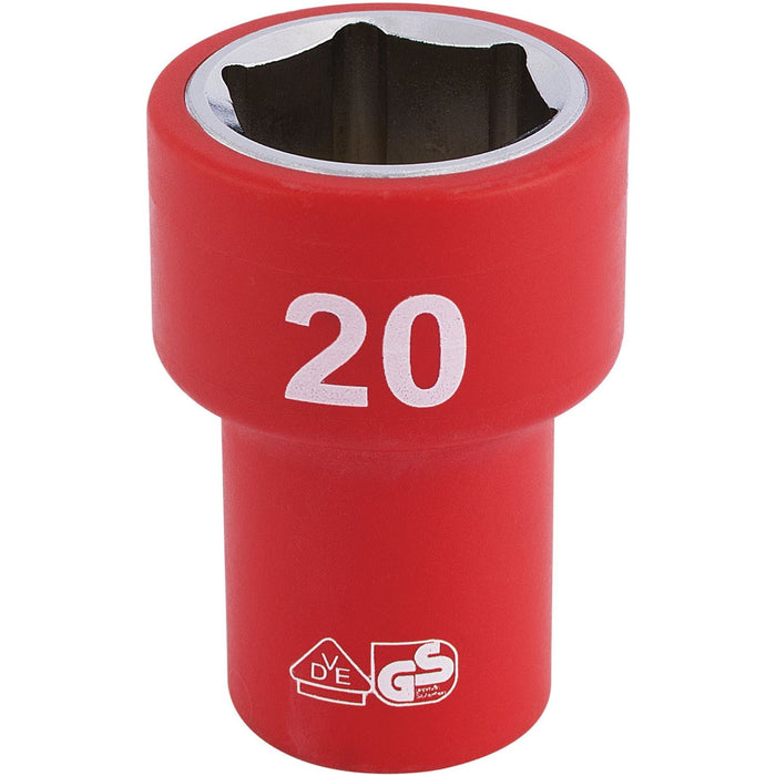 Draper Fully Insulated VDE Socket, 3/8" Sq. Dr., 20mm 31748 Draper - Town Tools 