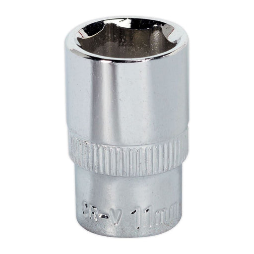 Sealey WallDrive Socket 11mm 1/4"Sq Drive Fully Polished SP1411 Sealey - Town Tools 