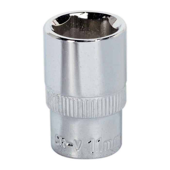 Sealey WallDrive Socket 11mm 1/4"Sq Drive Fully Polished SP1411 Sealey - Town Tools 