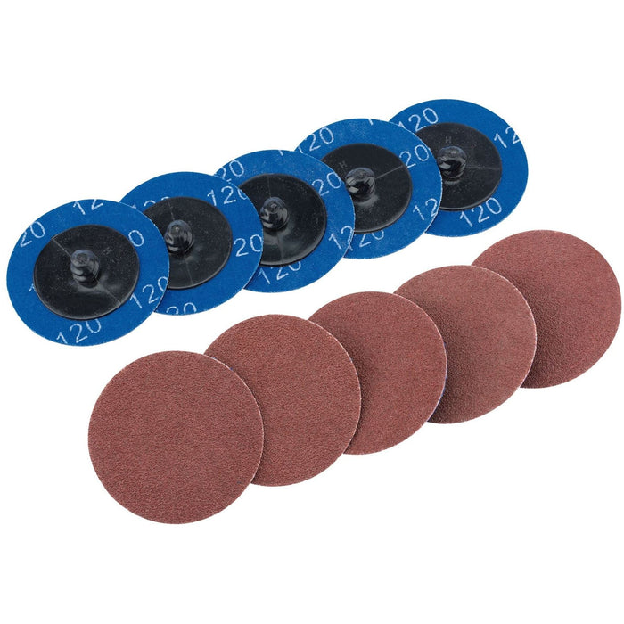 Draper Aluminium Oxide Sanding Discs, 50mm, 120 Grit (Pack of 10) 75611 Draper - Town Tools 