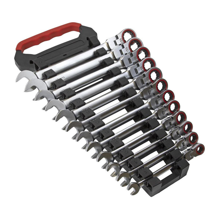 Sealey Flexi-Head Ratchet Combination Spanner Set 12pc Metric Platinum Series Sealey - Town Tools 