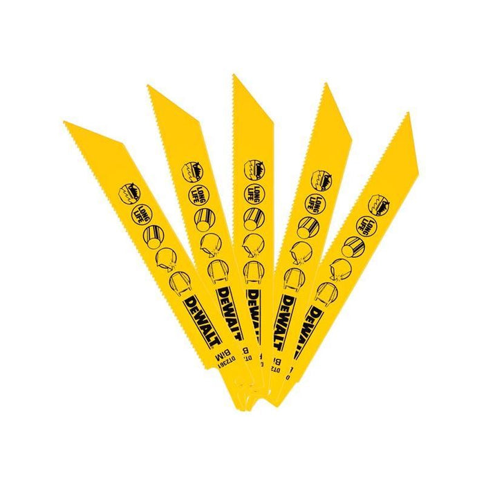 Dewalt Power Tools Bi-Metal Reciprocating Blade for Metal 152mm x 14 TPI (Pack 5) DeWALT Power Tools - Town Tools
