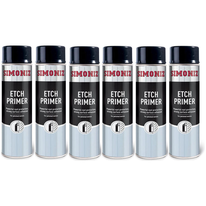 6x Simoniz Etch Primer Car Spray Polished Metal Paint Rust Protection Aerosol 500ml Simoniz - Town Tools 