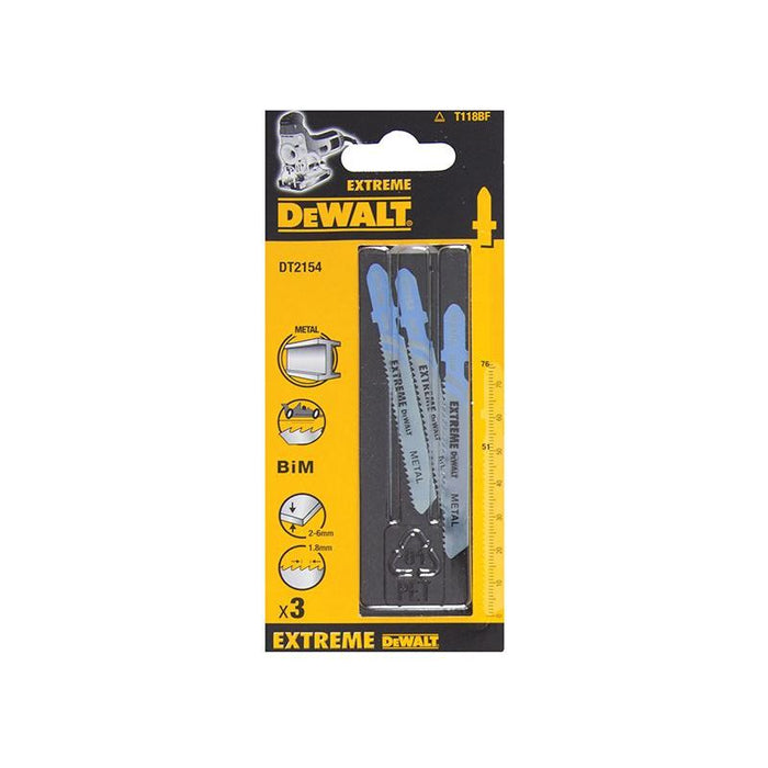 Dewalt Power Tools DT2154 EXTREME Metal Cutting Jigsaw Blades Pack of 3 DeWALT Power Tools - Town Tools