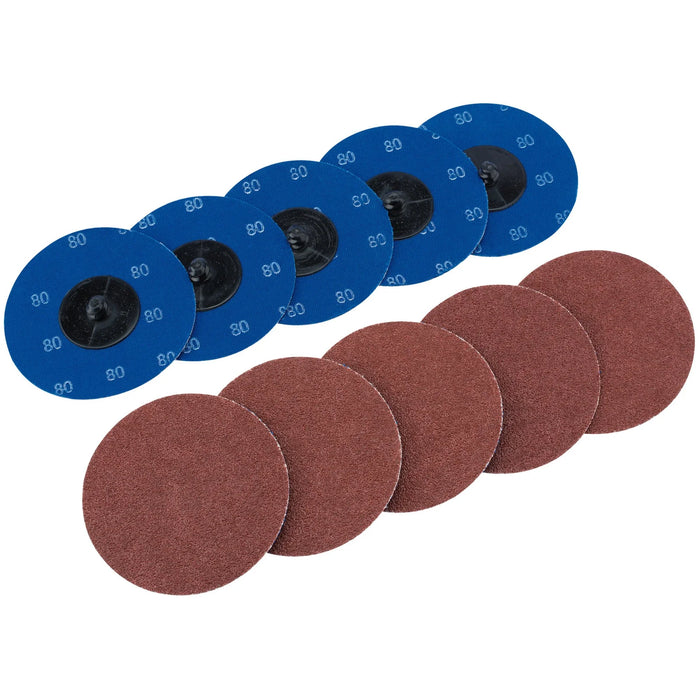 Draper Aluminium Oxide Sanding Discs, 75mm, 80 Grit (Pack of 10) - SD3AB
