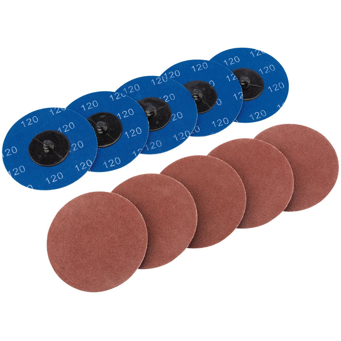 Draper Aluminium Oxide Sanding Discs, 75mm, 120 Grit (Pack of 10) - SD3AB