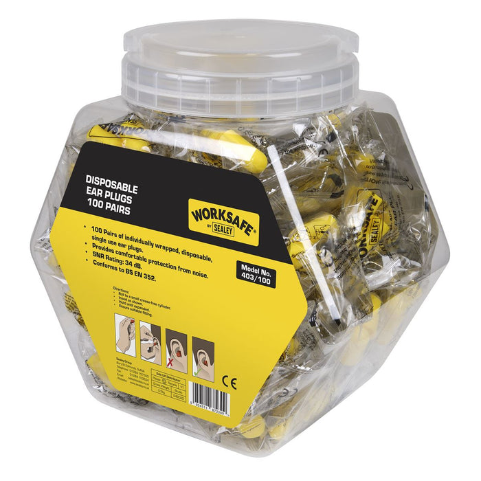 Worksafe Worksafe Disposable Ear Plugs - 100 Pairs 403/100 Worksafe - Town Tools 