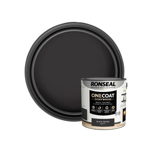 Ronseal One Coat Everywhere Interior Paint Black Pepper Matt 2.5 litre Ronseal - Town Tools