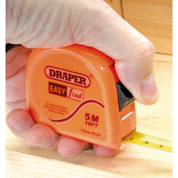 Draper Measuring Tape, 5m/16ft x 19mm, Blue - EMTC