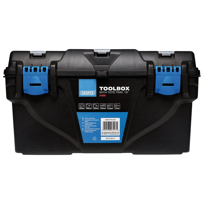 Draper Plastic Toolbox with Tote Tray, 19" Draper - Town Tools
