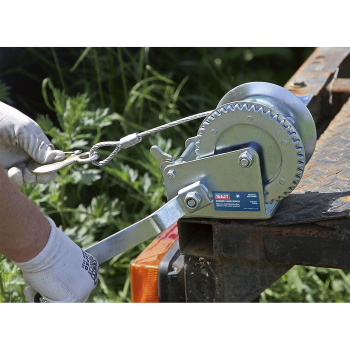 Sealey Geared Hand Winch 540kg Capacity with Cable GWC1200M