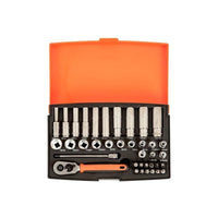 Bahco SL25L 1/4in Deep Drive Socket Set, 37 Piece