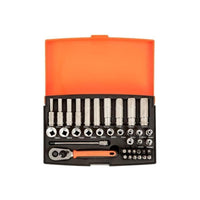 Bahco SL25L 1/4in Deep Drive Socket Set, 37 Piece