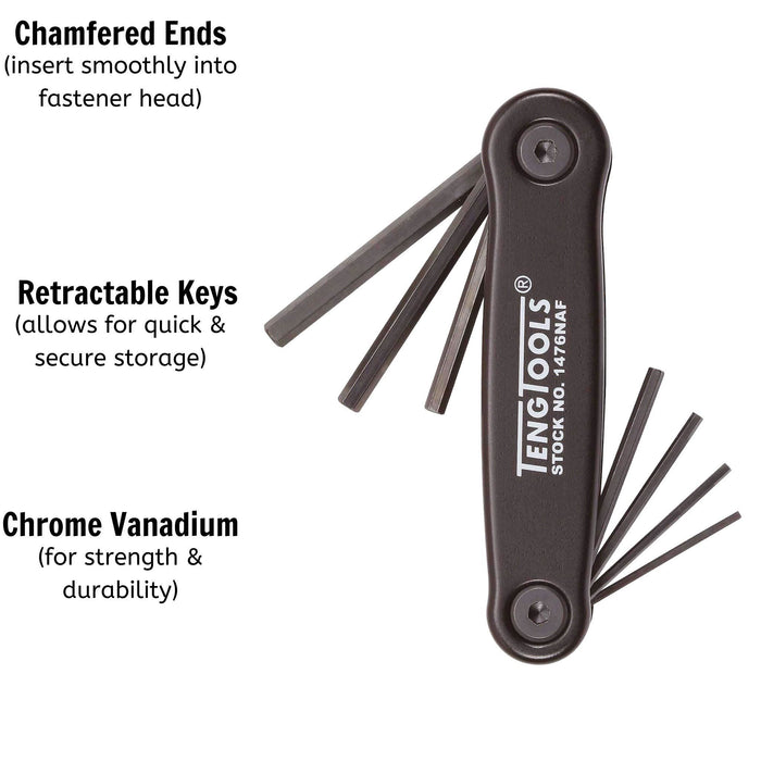 Teng Tools Folding Hex Key Set AF ALU 7 Pieces Teng Tools - Town Tools 