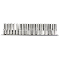 Draper Metric Deep Socket on a Metal Rail, 1/2" Sq. Dr. (15 Piece) 16499