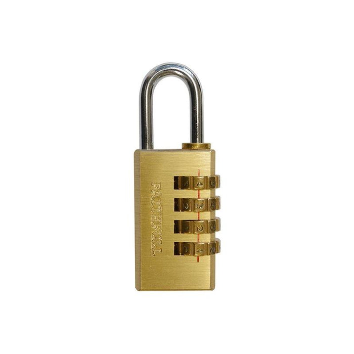 Faithfull Brass Combination Padlock 20mm Faithfull - Town Tools