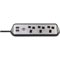 Brennenstuhl estilo Corner Extension Lead 240V 3-Gang 13A Black 2m