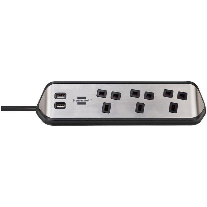Brennenstuhl estilo Corner Extension Lead 240V 3-Gang 13A Black 2m Brennenstuhl - Town Tools