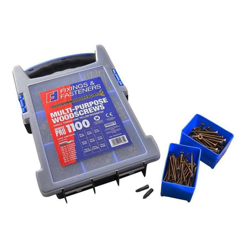 Forgefix Multi-Purpose Wood Screw Kit, 1100 Piece + 2 x PZ2 Bits ForgeFix - Town Tools