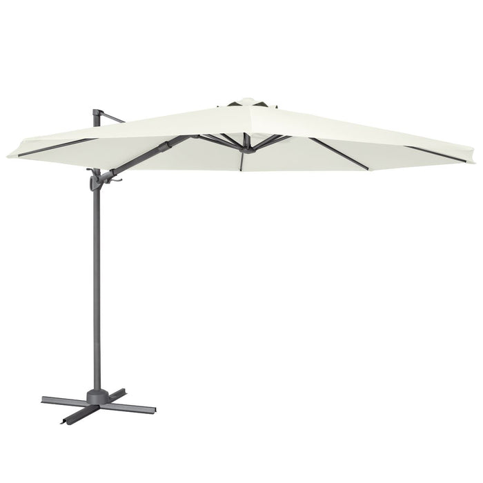 Dellonda Cantilever Parasol with 360 Rotation, Tilt & Cover 3m - Cream