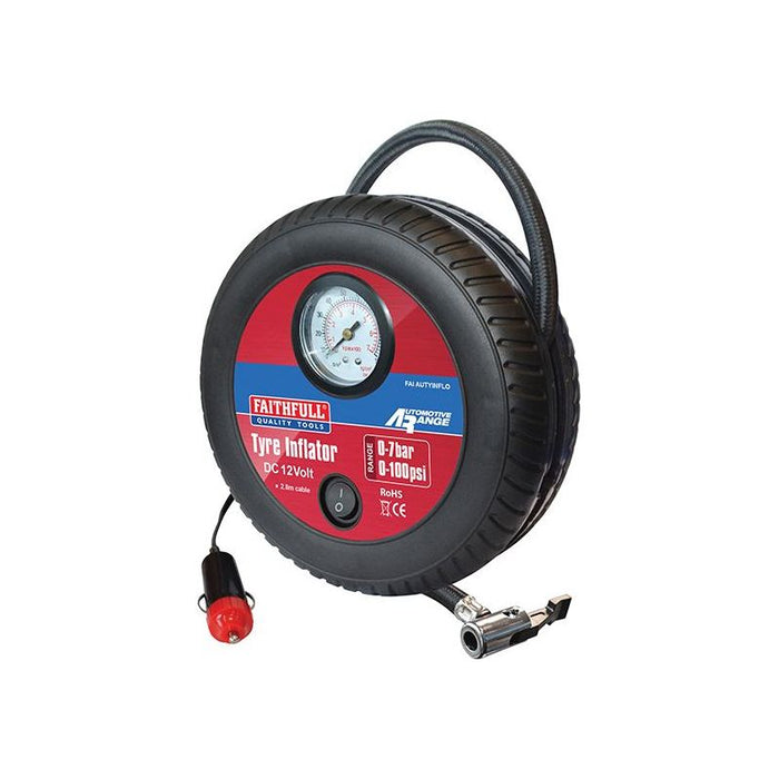 Faithfull Low Volume Tyre Inflator 12V Faithfull - Town Tools