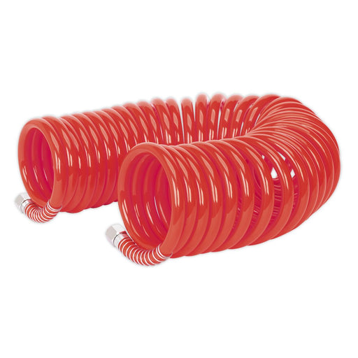 Sealey PU Coiled Air Hose with 1/4"BSP Unions 10m x 8mm AH10C/8 Sealey - Town Tools 