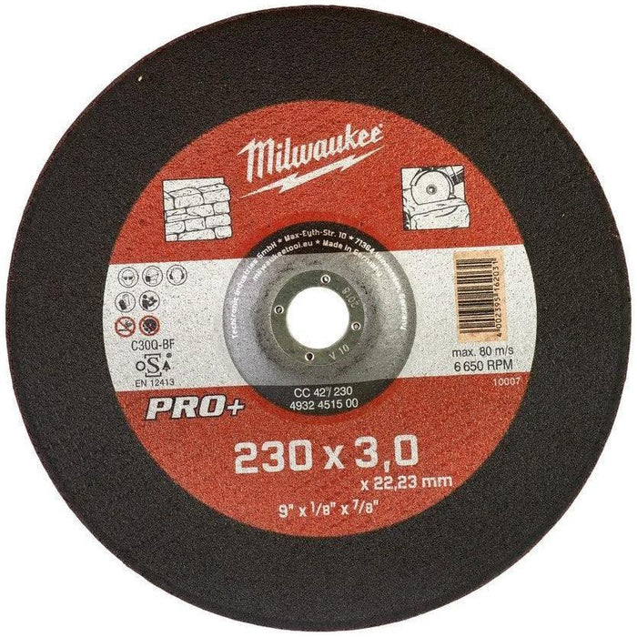 Milwaukee Stone Cutting Disc Pro Cc42 / 230M 4932451500 Milwaukee - Town Tools 