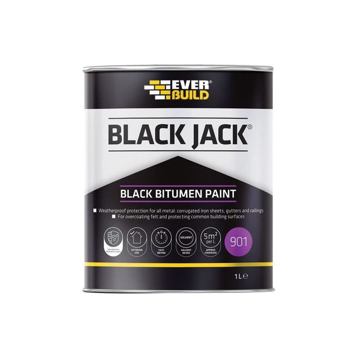 Everbuild Sika Black Jack® 901 Black Bitumen Paint 1 litre Everbuild Sika - Town Tools