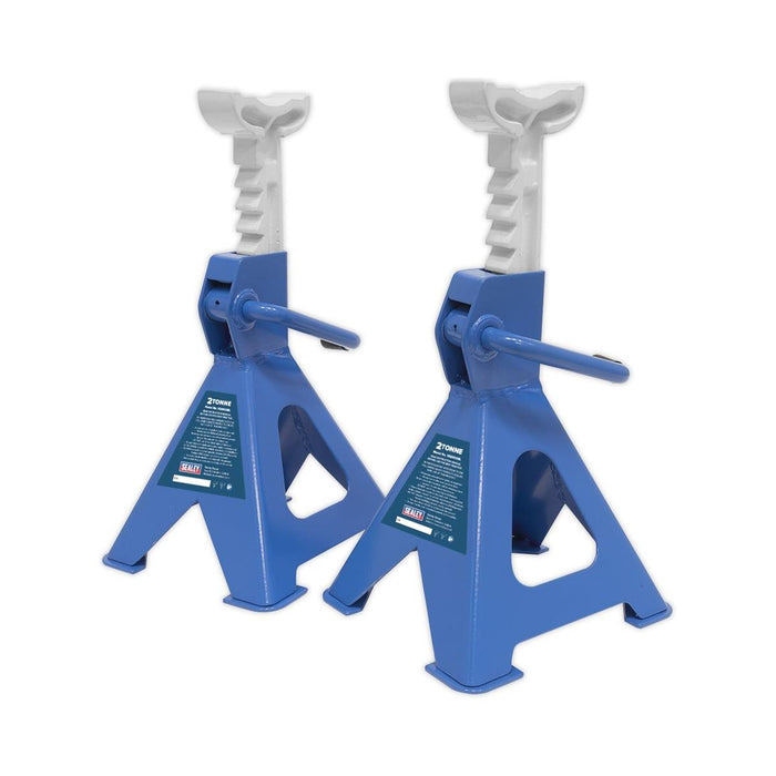 Sealey AXLe Stands (Pair) 2 Tonne Capacity per Stand Ratchet Type Blue
