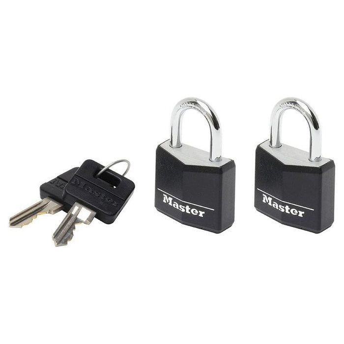Master Lock Aluminium Black Vinyl Cover 20mm Padlock 3-Pin - Keyed Alike x 2 Master Lock - Town Tools