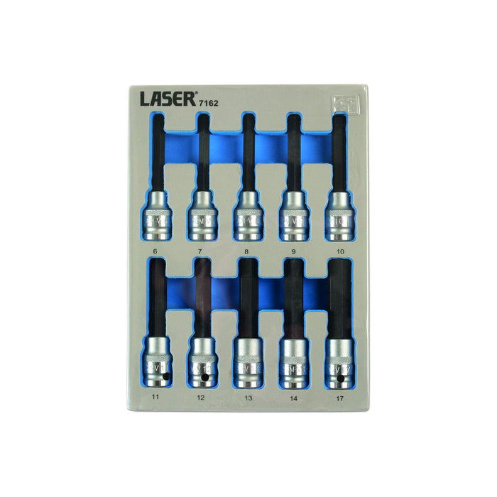 Laser Long Hex Socket Bit Set 1/2"D 10pc 7162 Laser - Town Tools 