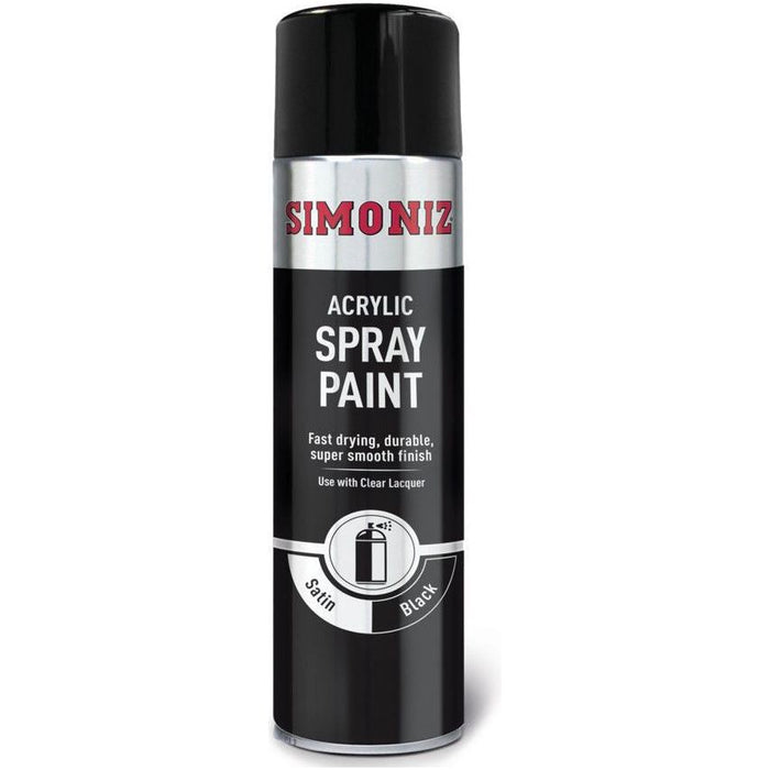 Simoniz Large Satin Black Acrylic Aerosol Car Spray Paint 500ml SIMP16D Simoniz - Town Tools 