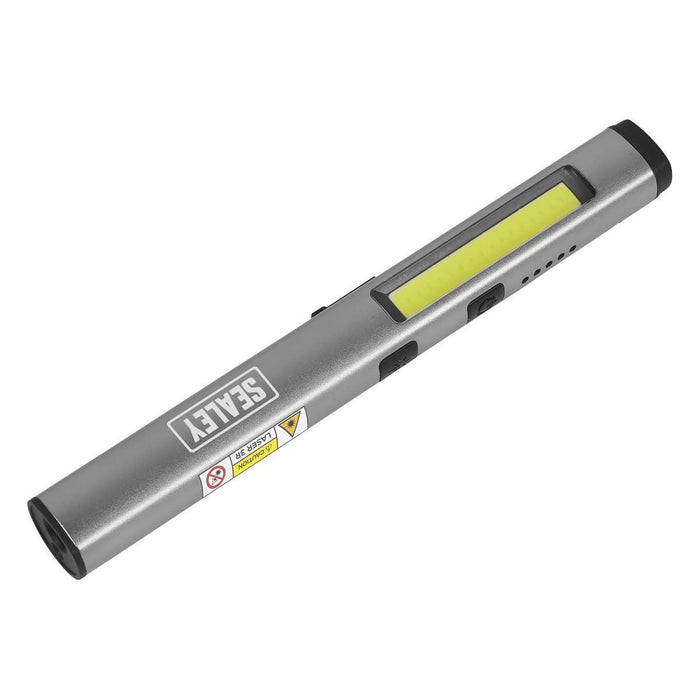 Sealey Penlight Torch with UV 5W COB & 3W SMD LED with Laser Pointer Rechargeabl Sealey - Town Tools 