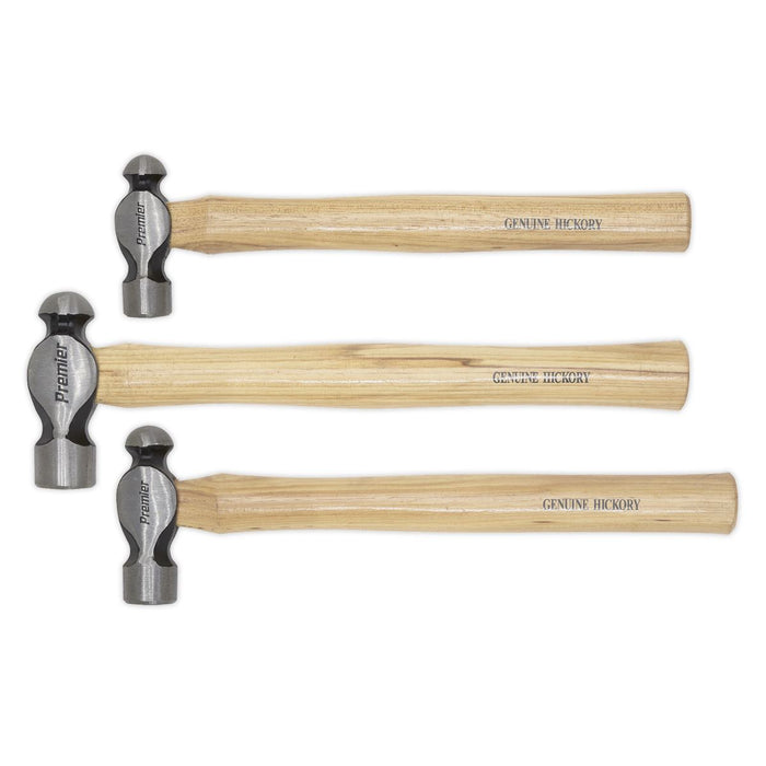 Sealey Premier Premier Ball Pein Hammer Set 3pc Hickory Shafts AK203 Sealey Premier - Town Tools 