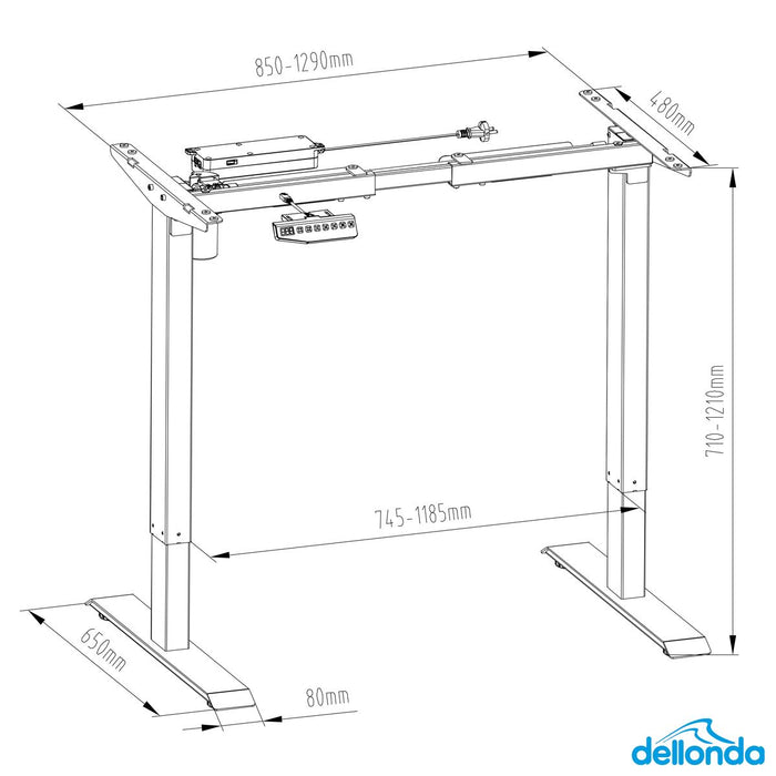 Dellonda Single Motor Ultra-Quiet Adjustable-Height Desk Frame- Black