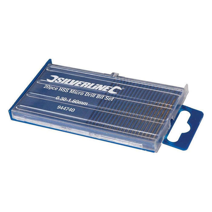Silverline HSS Micro Drill Bit Set 20pce 0.3 - 1.6mm Silverline - Town Tools 