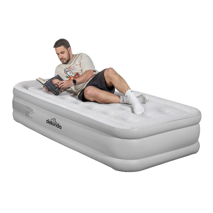 Dellonda Raised Air Bed with Removable Electric Pump & Storage Bag - Single