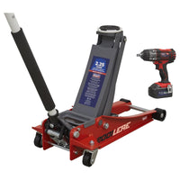 Sealey 2.2 Tonne Trolley Jack & 18V Cordless Impact Wrench - Red 2001LERECOMBO