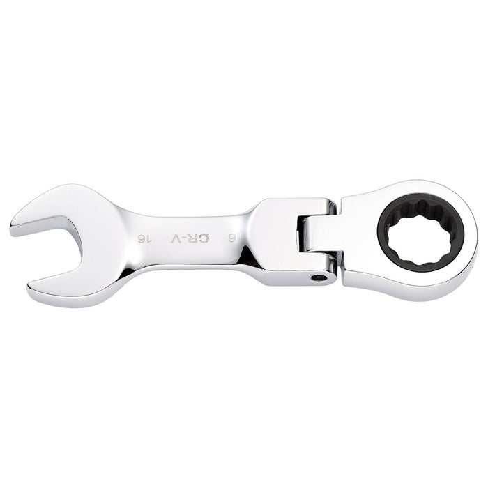 Draper HI-TORQ Metric Stubby Flexible Head Ratchet Combination Spanner, 16mm Draper - Town Tools