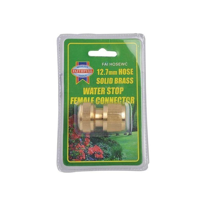 Faithfull Brass Female Water Stop Connector 12.5mm (1/2in) Faithfull - Town Tools