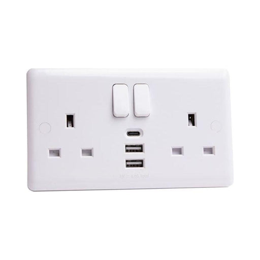 Deta Vimark Switched Socket 2-Gang + 3 USB Ports 13A Deta Vimark - Town Tools