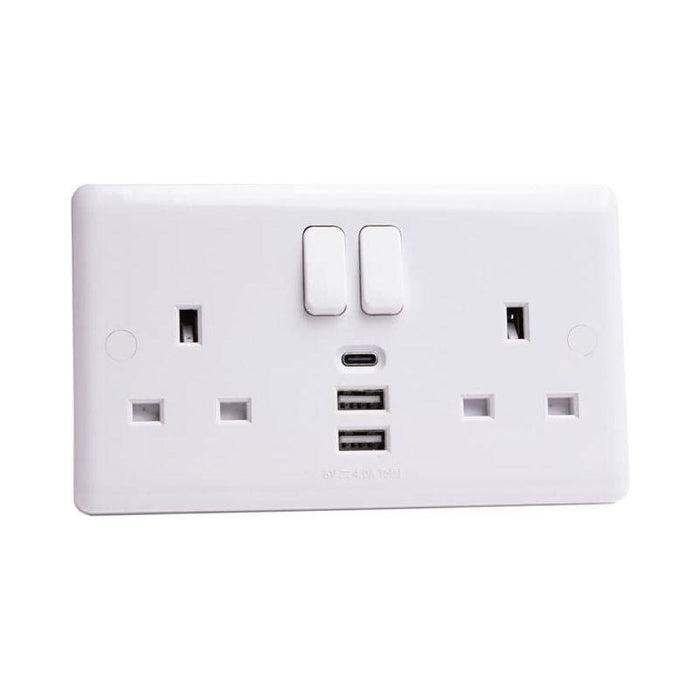 Deta Vimark Switched Socket 2-Gang + 3 USB Ports 13A Deta Vimark - Town Tools