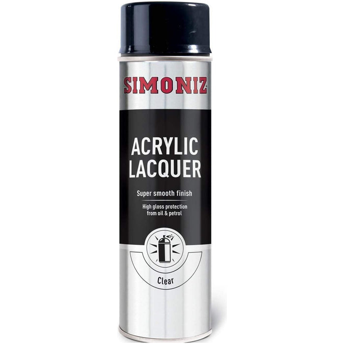 Simoniz Clear Acrylic Lacquer Smooth High Gloss Aerosol Spray Paint 500ml Simoniz - Town Tools 