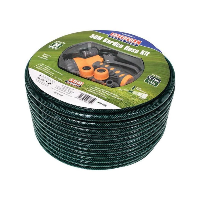 Faithfull PVC Garden Hose 50m with Fittings & Spray Gun Faithfull - Town Tools