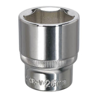 Sealey WallDrive Socket 26mm 1/2"Sq Drive Fully Polished SP1226