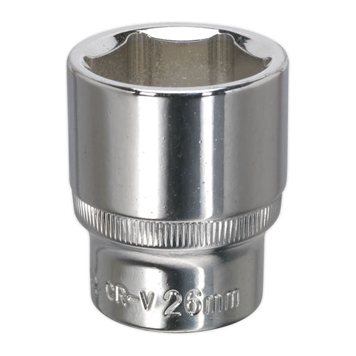 Sealey WallDrive Socket 26mm 1/2"Sq Drive Fully Polished SP1226 Sealey - Town Tools 